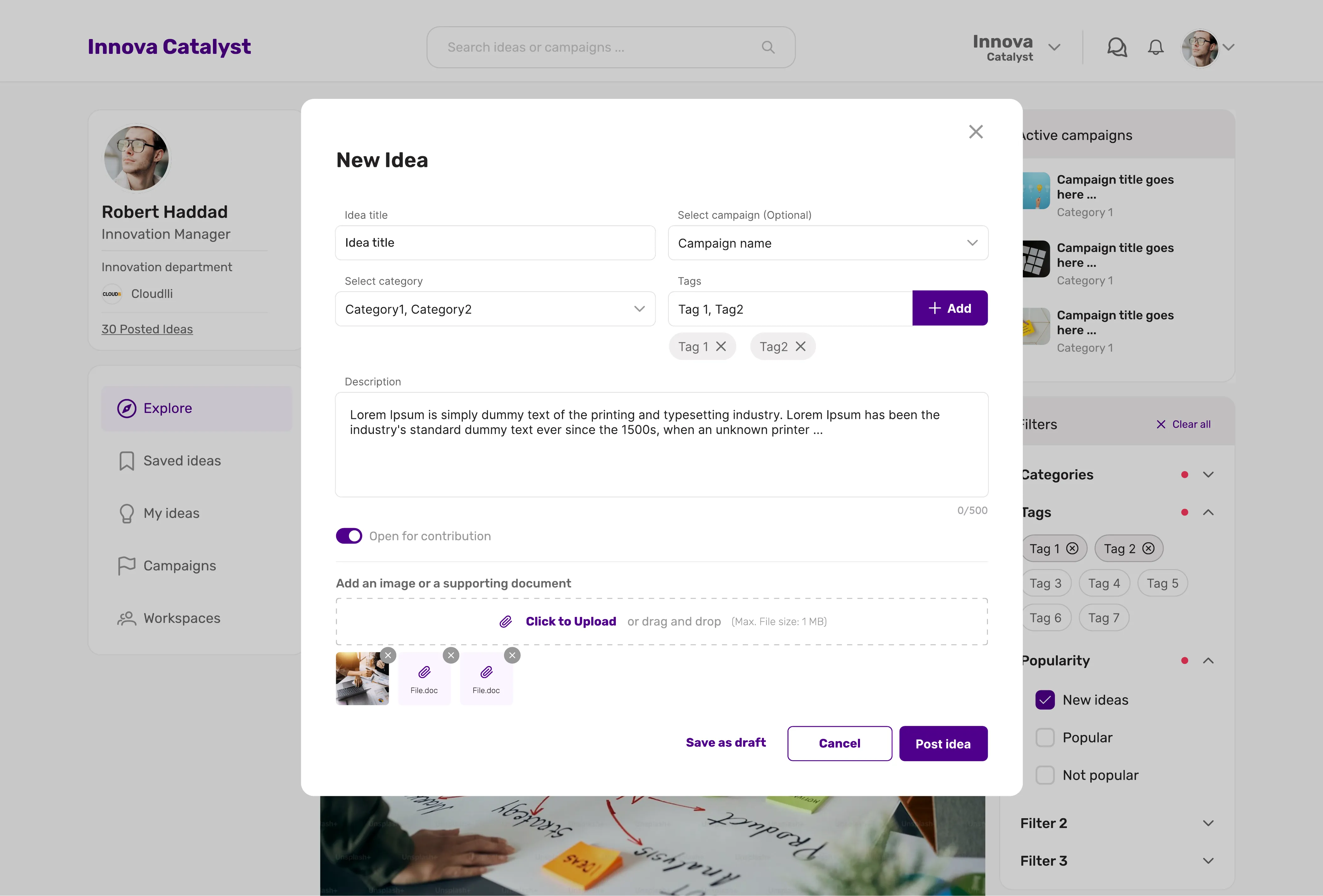 Innova Catalyst New Idea Form